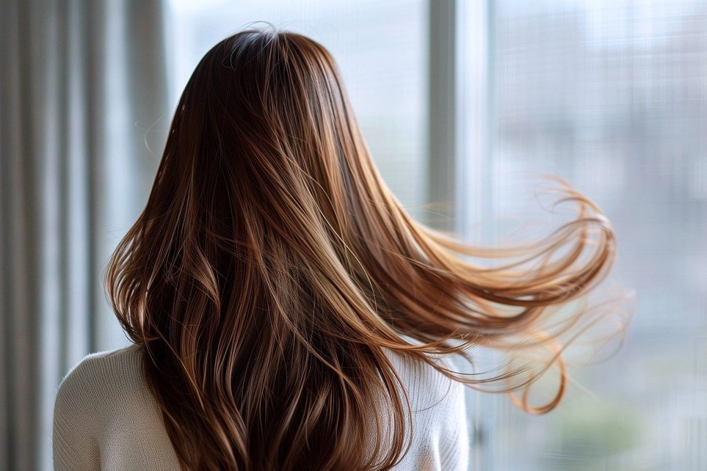 後ろ姿の綺麗な髪の女性