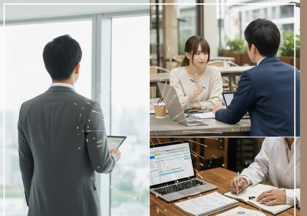 職場で働く男性の実写風イメージ画像