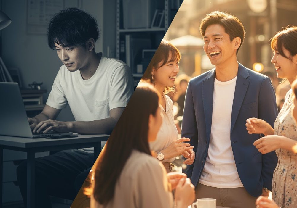 自己成長をして結果を出してモテている男性の実写風画像