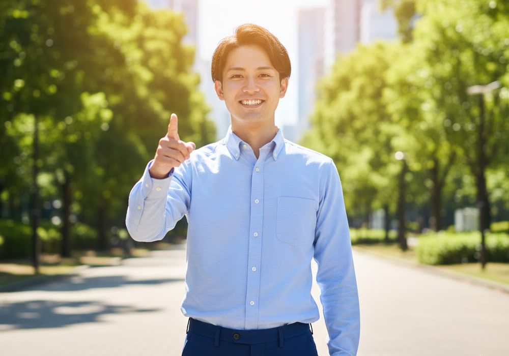 希望に満ちた若い男性の実写風画像