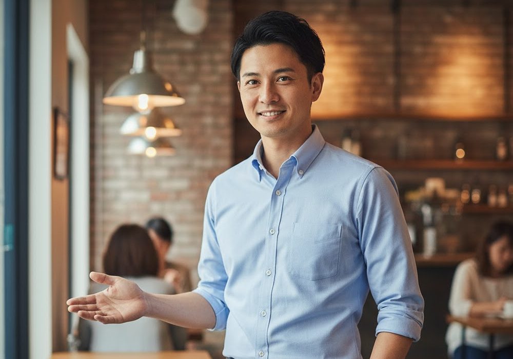 自信持った表情をする男性の実写風画像